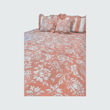 Load image into Gallery viewer, Reversible Quilted Duvet Set- FLORAL DREAM (PEACH)
