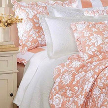 Load image into Gallery viewer, Reversible Quilted Duvet Set- FLORAL DREAM (PEACH)
