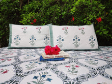 Load image into Gallery viewer, Hand block printed Bedsheet Set with 2 Pillow Covers - ENGLISH GARDEN
